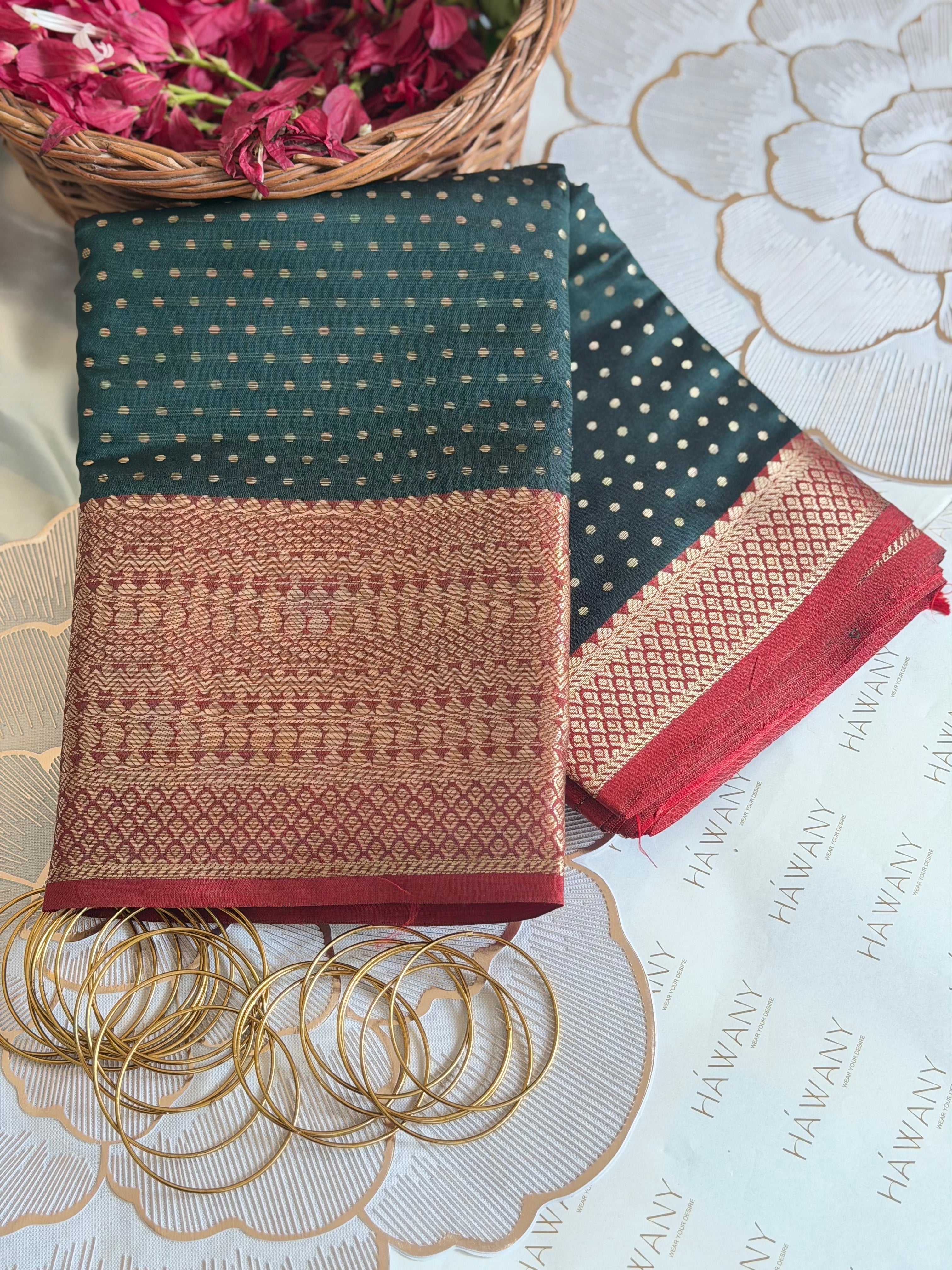 ✨DIVA - BANARASI SOFT SILK WITH CONTRAST BORDER AND BLOUSE